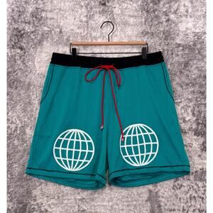 Diet Starts Monday Shorts XXL Mens Mesh Drawstring Waist Globe Graphic 6"